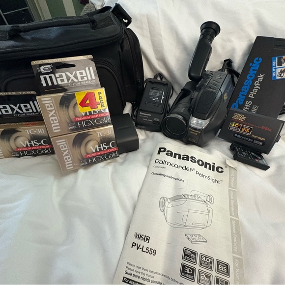 Retro Panasonic Palmcorder with Black Accessories